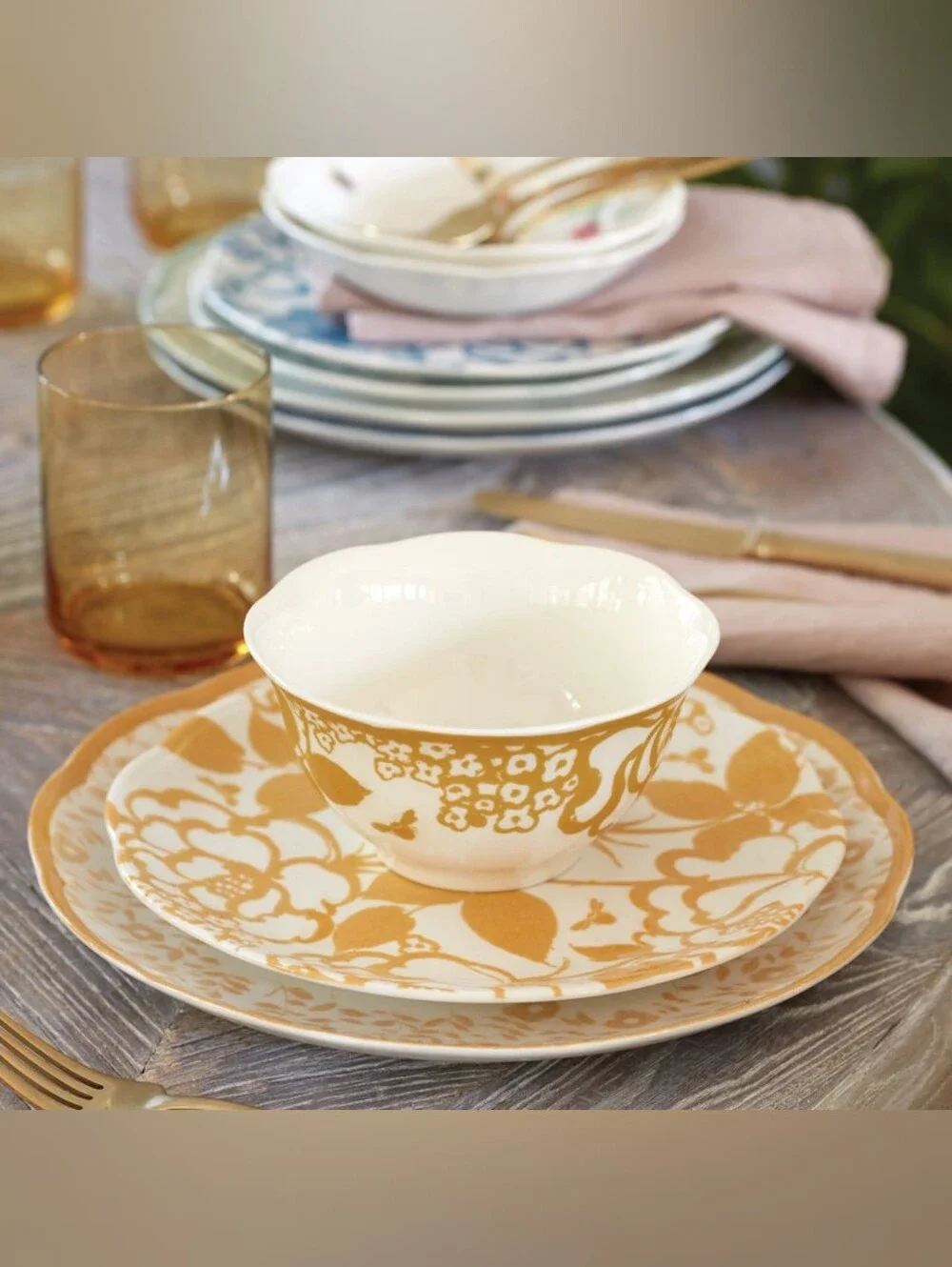 Lenox Butterfly Meadow Cottage Dinner Plate  Set of 3  Goldenrod